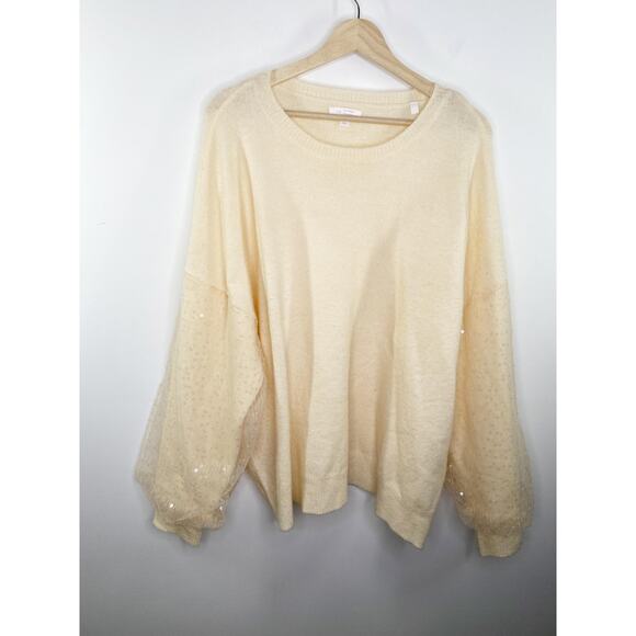 LC Lauren Conrad Peach Long Balloon Sleeve Sweater Women's Size XX-Large XXL - Picture 1 of 7